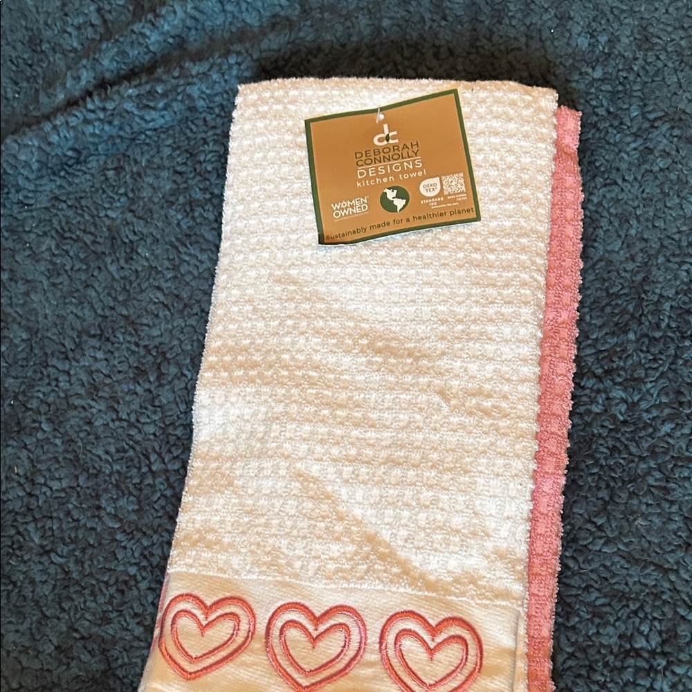 Deborah Connolly Designs Heart Embroidered Kitchen Towel